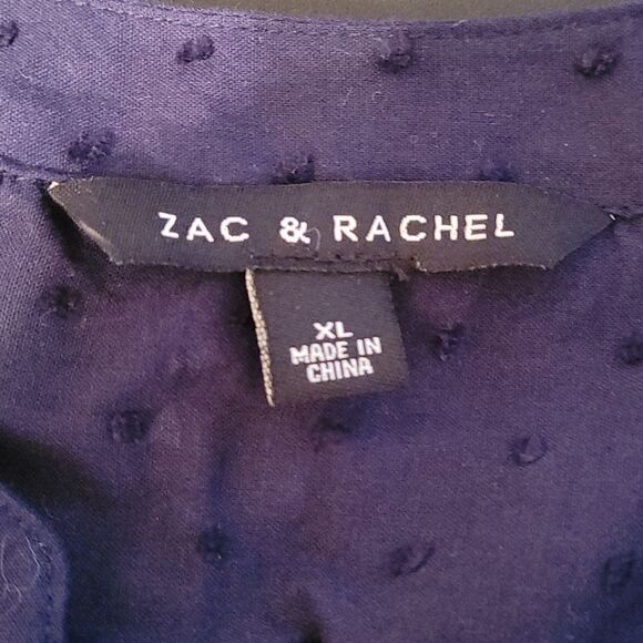 NWT Zac & Rachel woman's blue tie cuff top - Picture 5 of 7